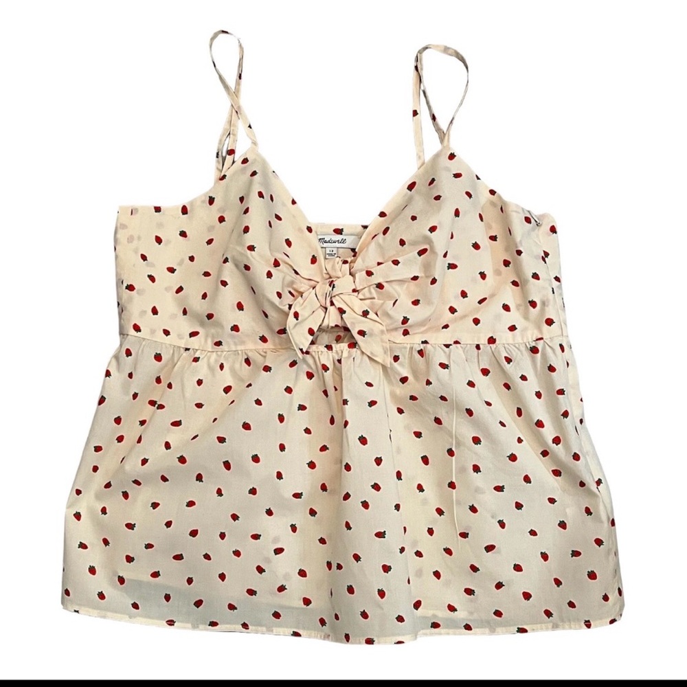 Madewell Women Yellow Babydoll Camisole Crop Top Tie Front Beachy Boho Fairy - Picture 4 of 12